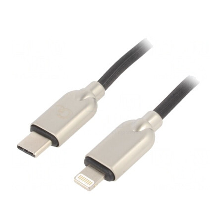 Cablu USB-C la Lightning 1m Negru 18W | Electronic-mag.ro | Componente Electronice