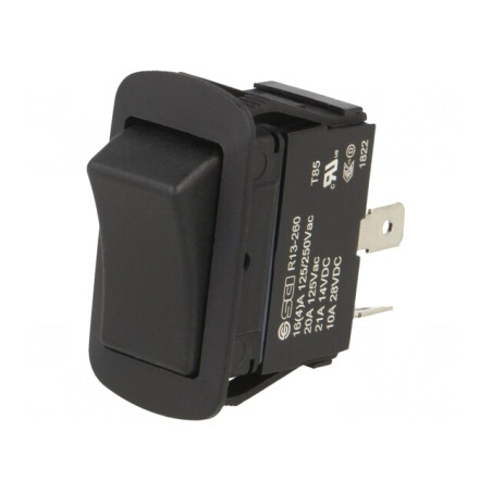 Comutator Basculant SPST 10A/28VDC Negru IP56 | Electronic-mag.ro | Componente Electronice