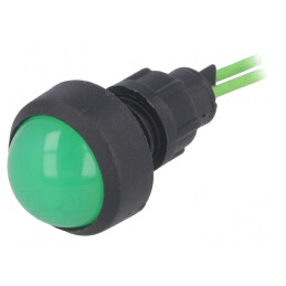 Lampă LED verde 230V Ø13mm IP20 plastic