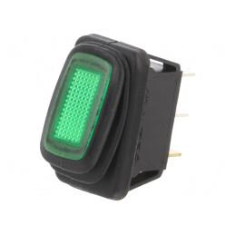 Comutator Basculant ON-OFF 16A 12V Verde Negru IP65 | Electronic-mag.ro | Componente Electronice