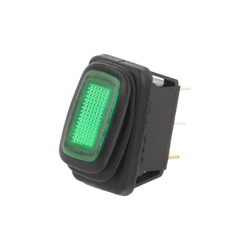 Comutator Basculant ON-OFF 16A 12V Verde Negru IP65 | Electronic-mag.ro | Componente Electronice
