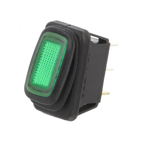 Comutator Basculant ON-OFF 16A 12V Verde Negru IP65 | Electronic-mag.ro | Componente Electronice