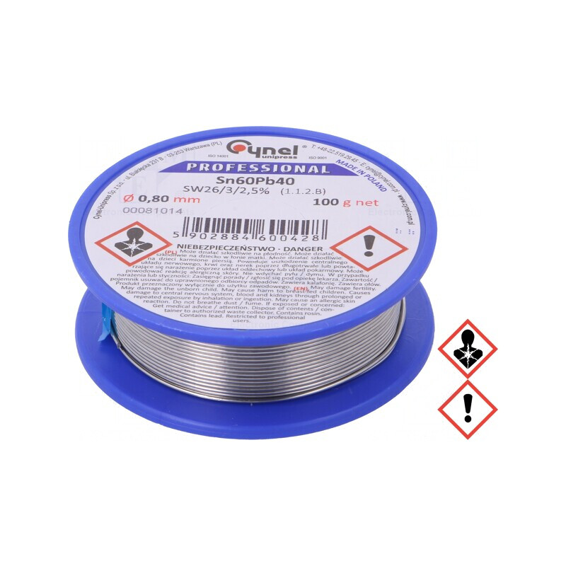 Sârmă de lipit 0,8mm 100g cu plumb 190°C | Electronic-mag.ro | Componente Electronice Sârmă de lipit 0,8mm 100g cu plumb 190°C | Electronic-mag.ro | Componente Electronice
