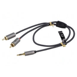 Cablu Jack 3,5mm 3pin la RCA x2 1m Placaj Aurit PVC | Electronic-mag.ro | Componente Electronice