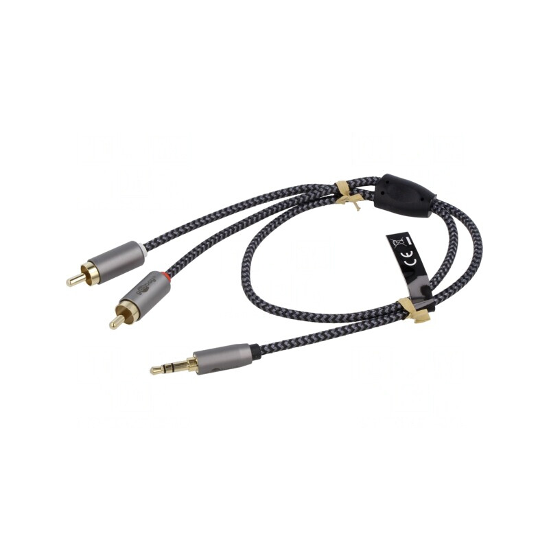 Cablu Jack 3,5mm 3pin la RCA x2 1m Placaj Aurit PVC | Electronic-mag.ro | Componente Electronice