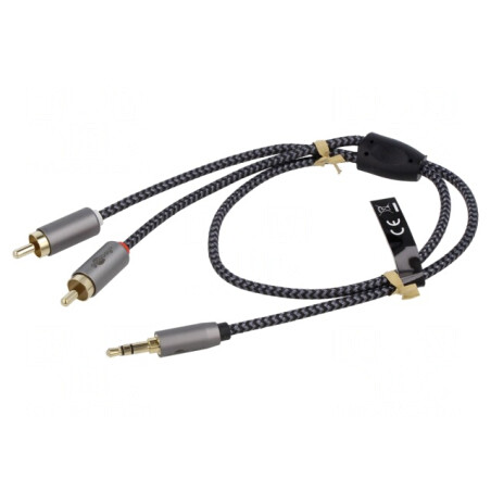 Cablu Jack 3,5mm 3pin la RCA x2 1m Placaj Aurit PVC | Electronic-mag.ro | Componente Electronice