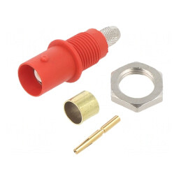Conector BNC Roșu cu Filet Crimpat pe Panou | Electronic-mag.ro | Componente Electronice
