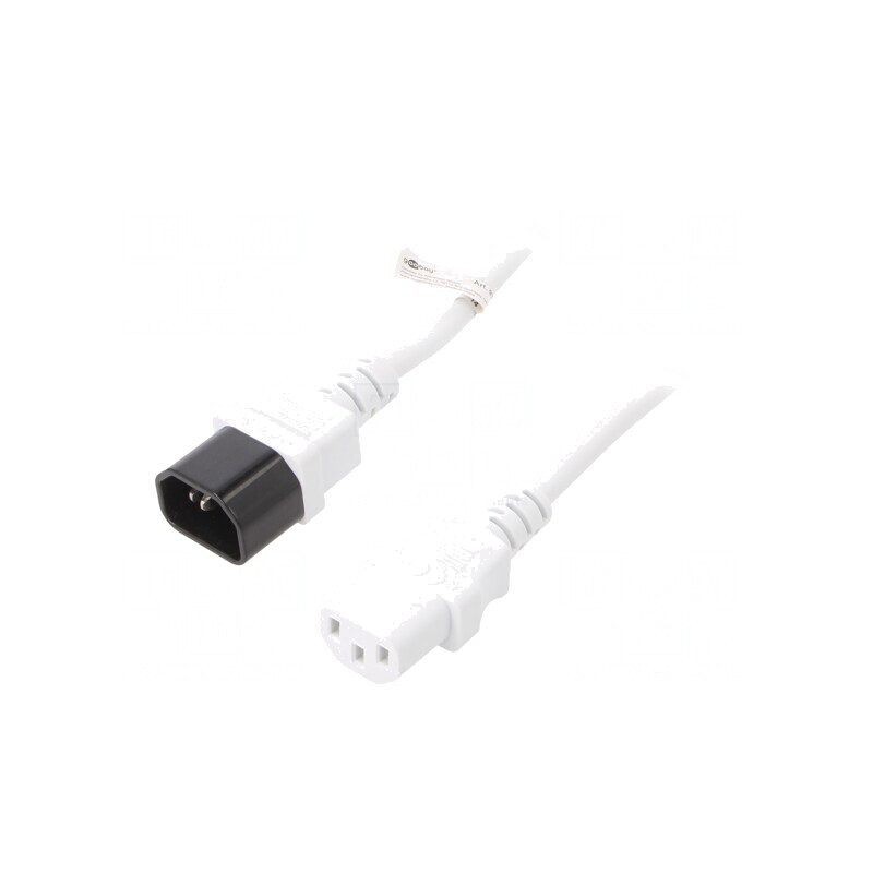 Cablu Alimentare IEC C13-C14 3m Alb 10A 250V | Electronic-mag.ro | Componente Electronice