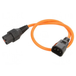 Cablu IEC C13 mamă la IEC C14 tată 0,5m cu blocare | Electronic-mag.ro | Componente Electronice