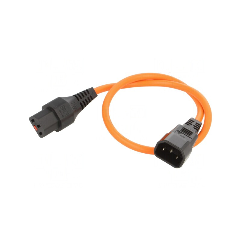 Cablu IEC C13 mamă la IEC C14 tată 0,5m cu blocare | Electronic-mag.ro | Componente Electronice