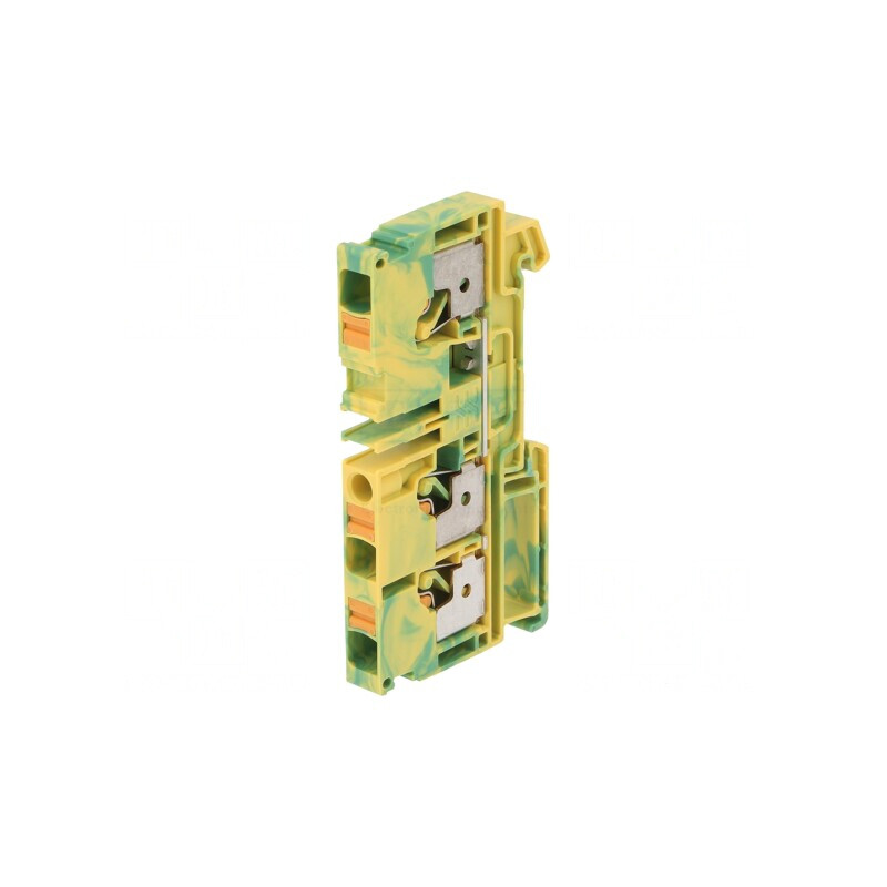 Conector Șine 6mm2 1P 3B Galben-Verde TS35 | Electronic-mag.ro | Componente Electronice