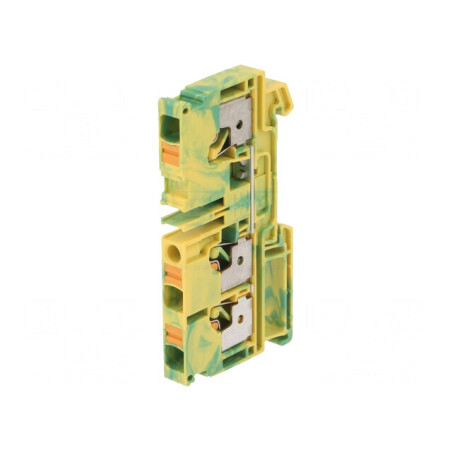 Conector Șine 6mm2 1P 3B Galben-Verde TS35 | Electronic-mag.ro | Componente Electronice