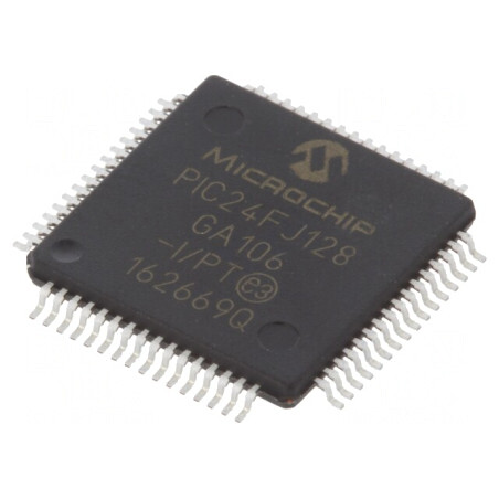 Microcontroler PIC24 128kB 32MHz 2-3.6VDC SMD TQFP64 | Electronic-mag.ro | Componente Electronice
