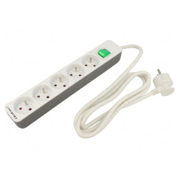 Prelungitor alimentare 5 prize alb 1,8m 16A | Electronic-mag.ro | Componente Electronice