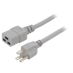 Cablu Alimentare IEC C19 la NEMA 5-15 2m Gri 15A