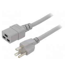 Cablu Alimentare IEC C19 la NEMA 5-15 2m Gri 15A | Electronic-mag.ro | Componente Electronice