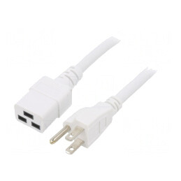 Cablu Alimentare 3x14AWG IEC C19 la NEMA 5-15 2m Alb 15A | Electronic-mag.ro | Componente Electronice