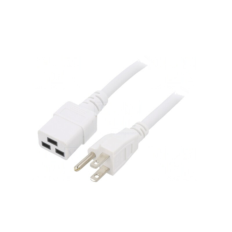 Cablu Alimentare 3x14AWG IEC C19 la NEMA 5-15 2m Alb 15A | Electronic-mag.ro | Componente Electronice Cablu Alimentare 3x14AWG IEC C19 la NEMA 5-15 2m Alb 15A | Electronic-mag.ro | Componente Electronice