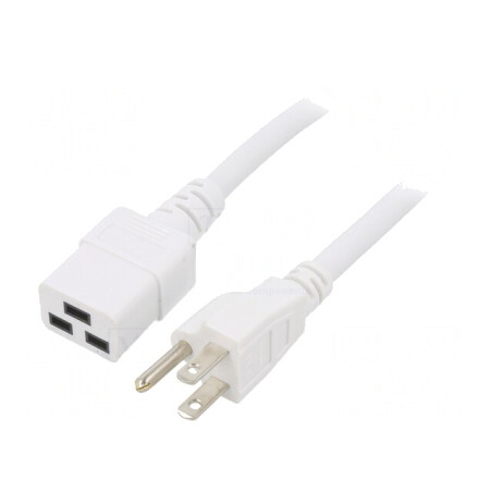 Cablu Alimentare 3x14AWG IEC C19 la NEMA 5-15 2m Alb 15A | Electronic-mag.ro | Componente Electronice