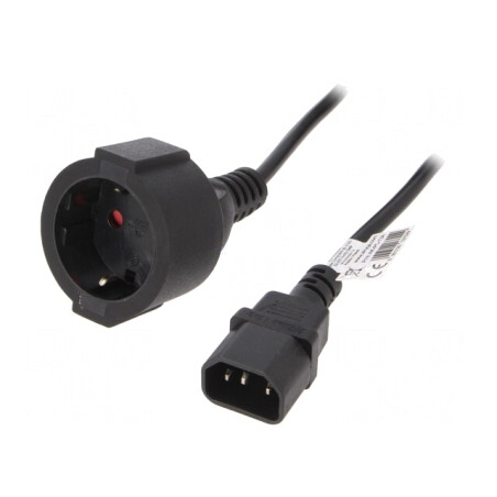 Cablu Alimentare 1m Negru 3x0,75mm2 CEE 7/3 la IEC C14 | Electronic-mag.ro | Componente Electronice