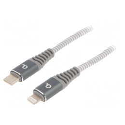 Cablu USB-C to Apple Lightning 1m Alb-Gri | Electronic-mag.ro | Componente Electronice