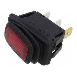 Comutator Rocker ON-OFF 16A/12VDC Roșu IP65 Negru | Electronic-mag.ro | Componente Electronice