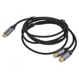 Cablu RCA dublu USB C aurit 1.5m negru