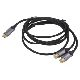 Cablu RCA dublu USB C aurit 1.5m negru | Electronic-mag.ro | Componente Electronice
