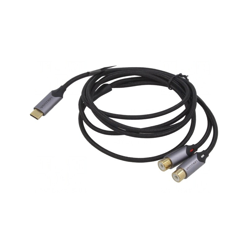 Cablu RCA dublu USB C aurit 1.5m negru | Electronic-mag.ro | Componente Electronice
