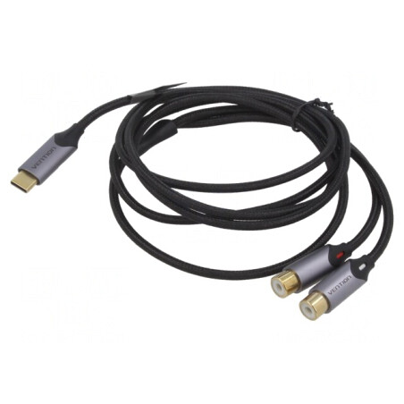 Cablu RCA dublu USB C aurit 1.5m negru | Electronic-mag.ro | Componente Electronice