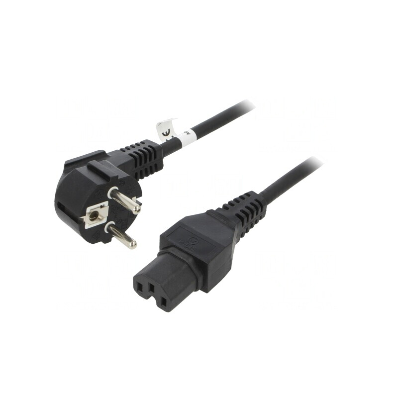 Cablu Alimentare 2m 10A CEE 7/7 la IEC C15 | Electronic-mag.ro | Componente Electronice