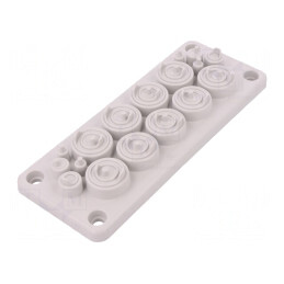 Garnitură gri deschis cu 17 orificii IP55 | Electronic-mag.ro | Componente Electronice