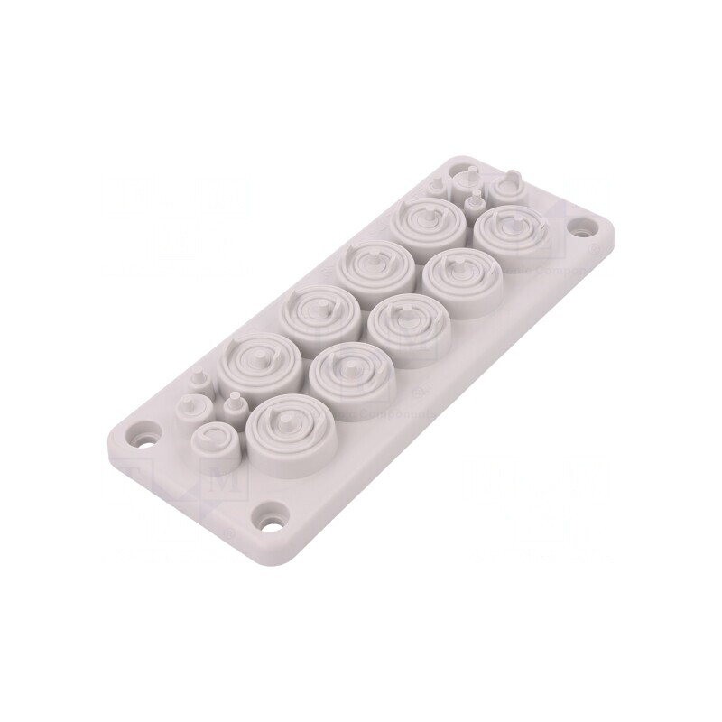 Garnitură gri deschis cu 17 orificii IP55 | Electronic-mag.ro | Componente Electronice