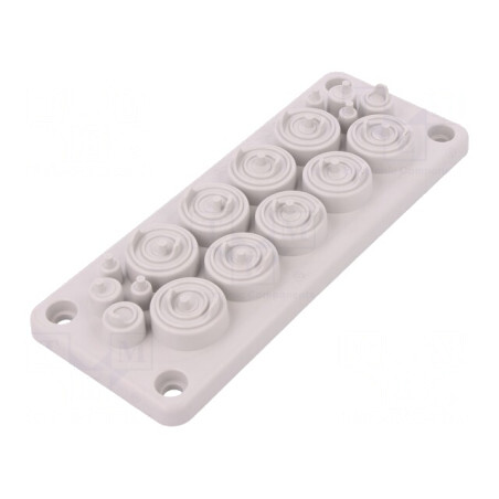 Garnitură gri deschis cu 17 orificii IP55 | Electronic-mag.ro | Componente Electronice