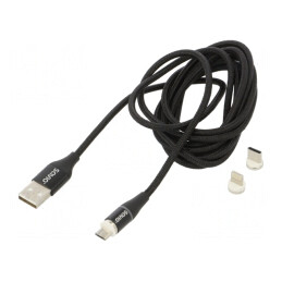Cablu Magnetic USB 2.0 2m Negru 3A | Electronic-mag.ro | Componente Electronice