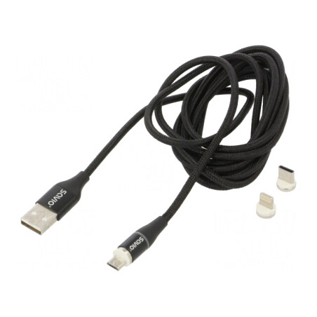 Cablu Magnetic USB 2.0 2m Negru 3A | Electronic-mag.ro | Componente Electronice