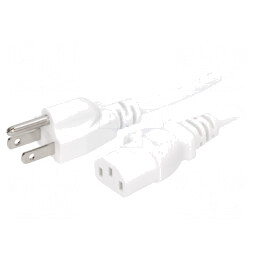 Cablu Alimentare 3x18AWG IEC C13 NEMA 5-15 5m Alb 10A | Electronic-mag.ro | Componente Electronice