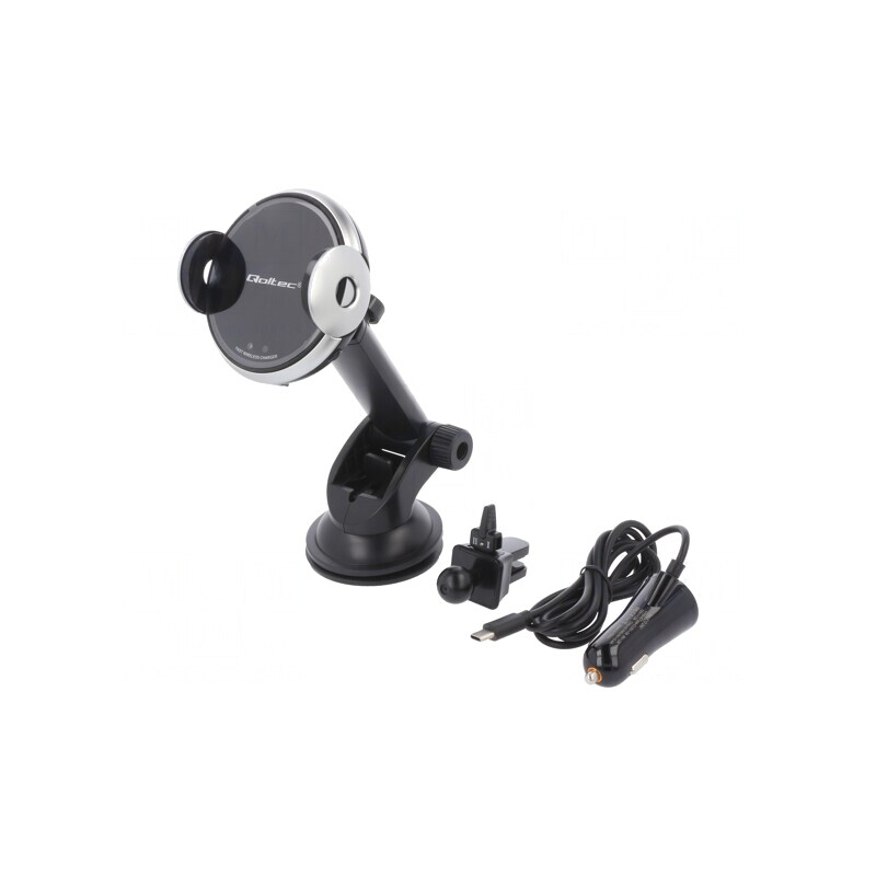 Suport auto negru-argintiu pentru geam USB A/C 15W 1,2m | Electronic-mag.ro | Componente Electronice