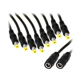 Cablu Alimentare DC 5,5/2,1 mm 2x0,5 mm² 5 Mufe 5 Socluri | Electronic-mag.ro | Componente Electronice