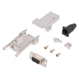 Mufă D-Sub 15 PIN Lipire pe Cablu Neagră | Electronic-mag.ro | Componente Electronice