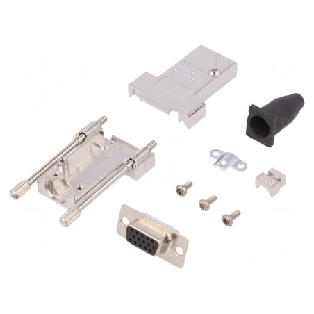 Mufă D-Sub 15 PIN Lipire pe Cablu Neagră | Electronic-mag.ro | Componente Electronice