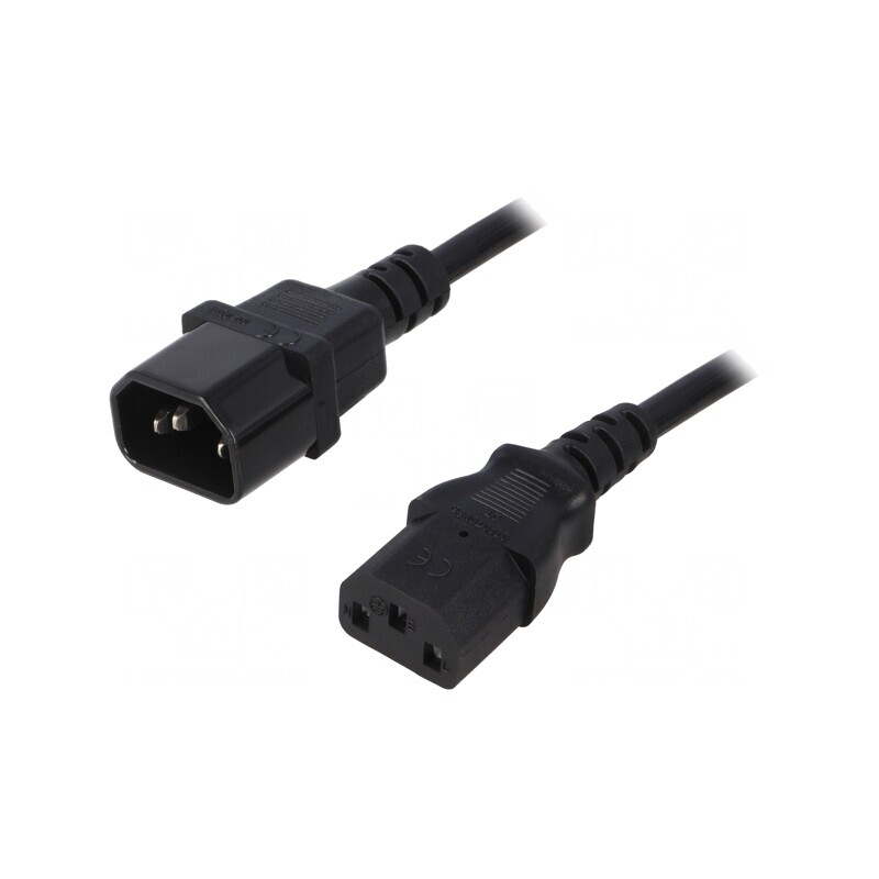 Cablu Alimentare 3m IEC C13-C14 10A 250V Negru | Electronic-mag.ro | Componente Electronice