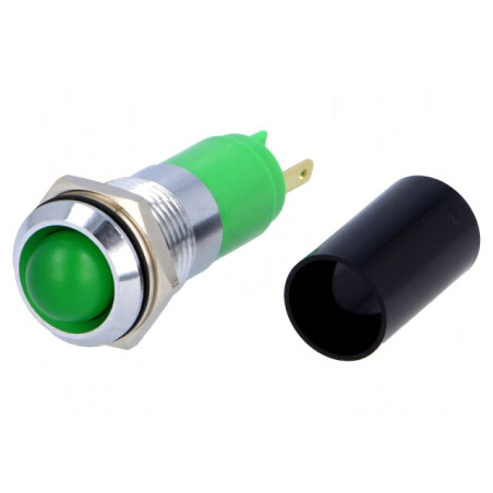 Lampă de Control LED Verde 230VAC Ø14,2mm IP67 Metal | Electronic-mag.ro | Componente Electronice