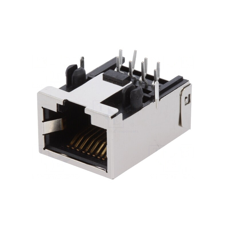 Soclu RJ45 Cat 5e Ecranat Profil Jos Aurit | Electronic-mag.ro | Componente Electronice