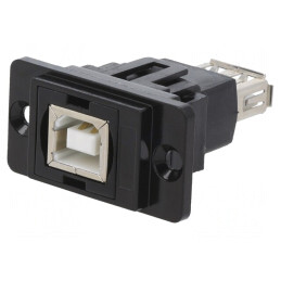 Adaptor USB A Soclu la USB B Soclu DualSlim USB 2.0 Aurit Metal | Electronic-mag.ro | Componente Electronice
