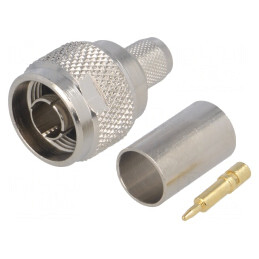 Mufă N tată drept 50Ω crimpat pe cablu PTFE aurit | Electronic-mag.ro | Componente Electronice
