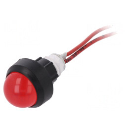 Lampă LED de control roșie 230V 13mm cu cabluri 300mm