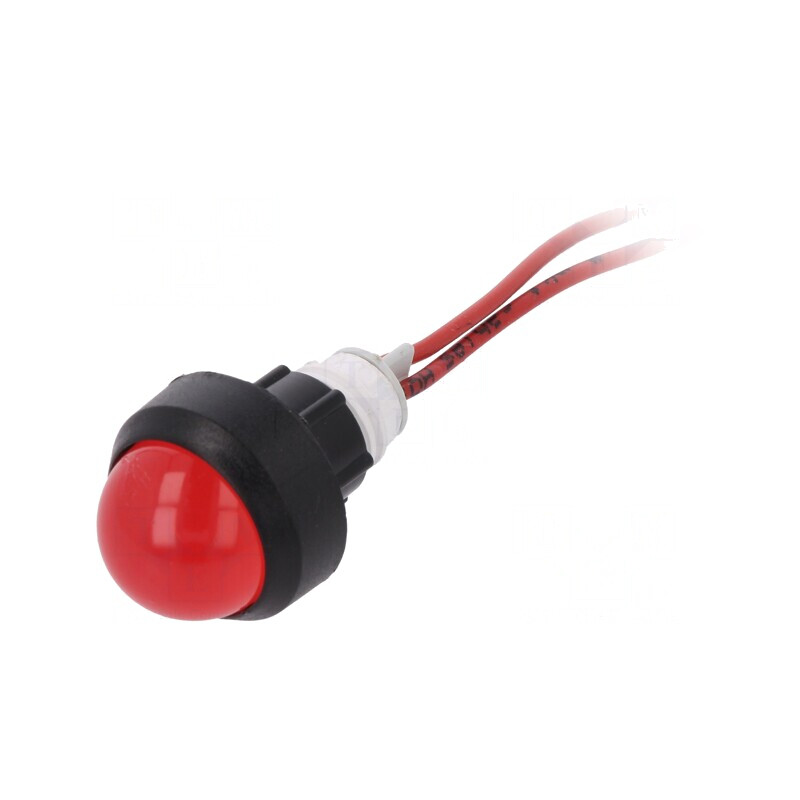 Lampă LED de control roșie 230V 13mm cu cabluri 300mm | Electronic-mag.ro | Componente Electronice