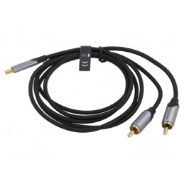 Cablu RCA x2 USB C Aurit 1.5m Negru