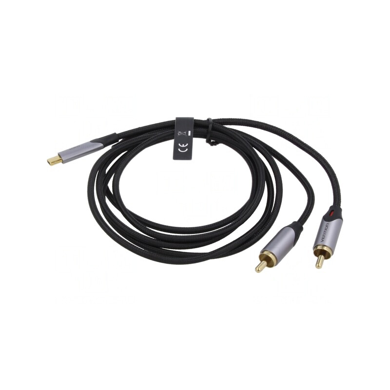 Cablu RCA x2 USB C Aurit 1.5m Negru | Electronic-mag.ro | Componente Electronice